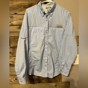 Columbia Tops-Titanium Shirt Womens Light Blue Ripstop Long Sleeve-large